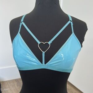 Sugar Thrillz Strappy Metal Ring Patent Leather Bralette L